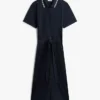 Belted Tipped Midi Polo Dress