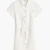 Belted White Denim Shirtdress Belted White Denim Shirtdress