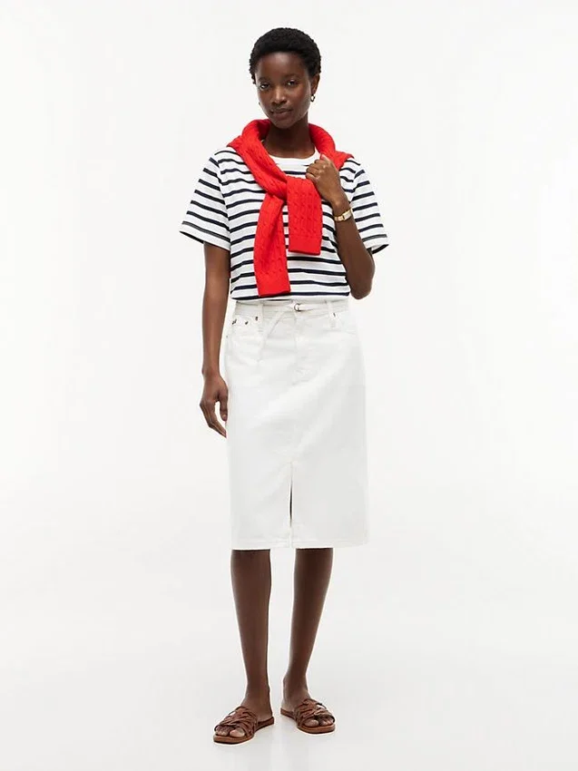 Belted White Denim Skirt Belted White Denim Skirt