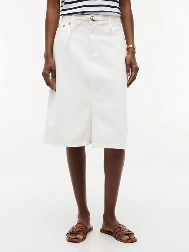 Belted White Denim Skirt Belted White Denim Skirt