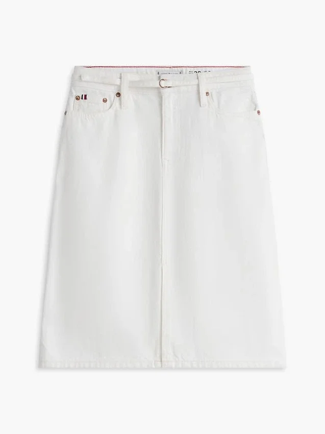 Belted White Denim Skirt Belted White Denim Skirt