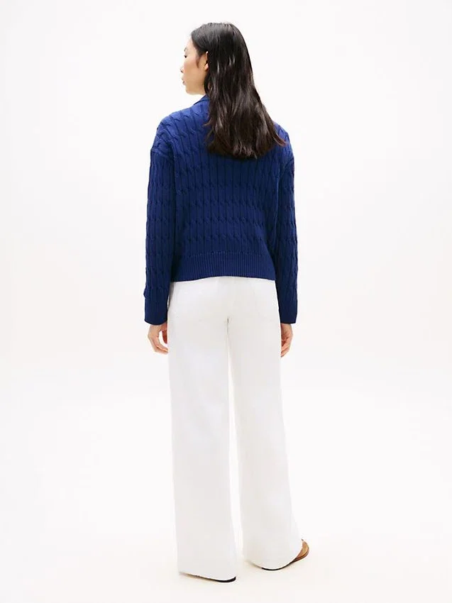 Boxy Fit Cable Knit Zip Cardigan Boxy Fit Cable Knit Zip Cardigan