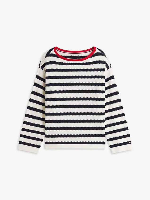 Breton Stripe Pointelle Boatneck Sweater Breton Stripe Pointelle Boatneck Sweater