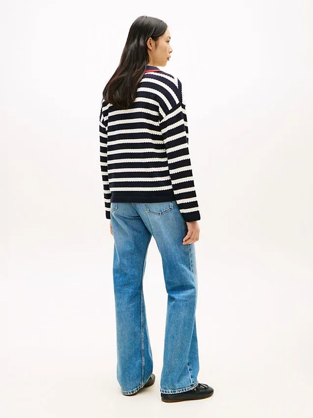 Breton Stripe Pointelle Sweater Polo Breton Stripe Pointelle Sweater Polo