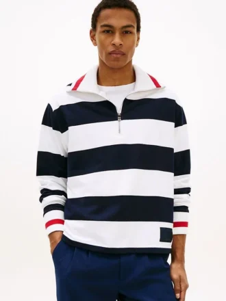 Breton Stripe Quarter-Zip Sweatshirt