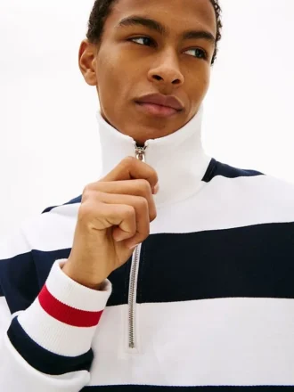Breton Stripe Quarter-Zip Sweatshirt