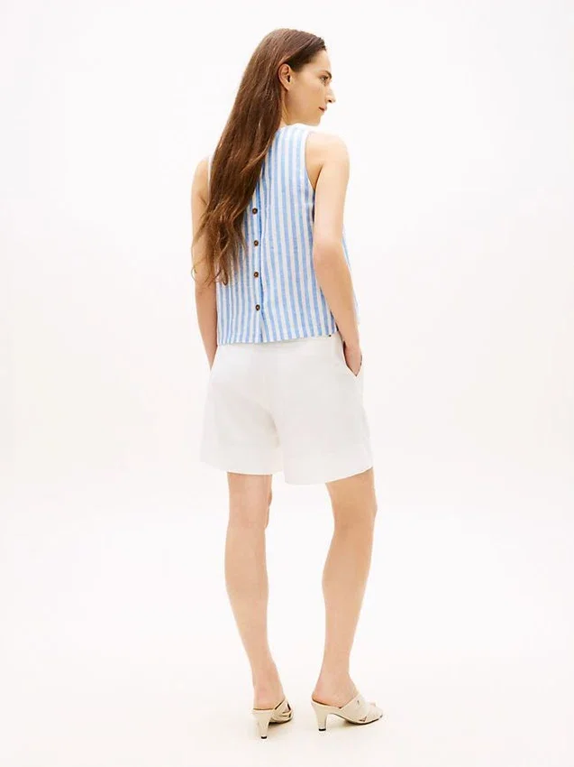 Buttoned-Back Linen-Blend Tank Top Buttoned-Back Linen-Blend Tank Top