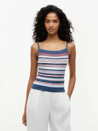 Cable Knit Striped Tank Top