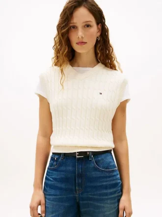 Cable Knit V-Neck Sweater Vest