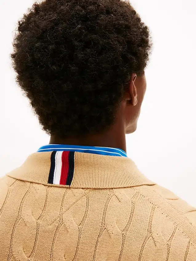 Cable Knit Zip Polo Cardigan Cable Knit Zip Polo Cardigan