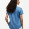 Chambray Puff-Sleeve Shirt