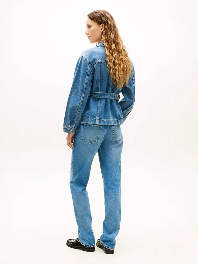 Cinched Faded Denim Jacket Cinched Faded Denim Jacket