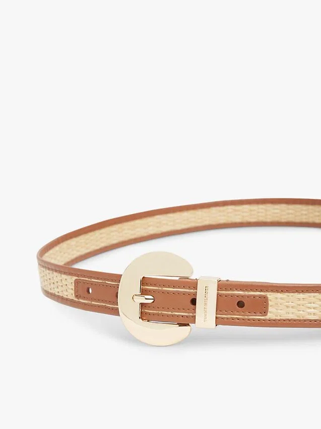 Circle Buckle Leather & Raffia Belt Circle Buckle Leather & Raffia Belt