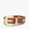 Circle Buckle Leather & Raffia Belt Circle Buckle Leather & Raffia Belt
