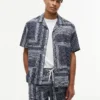 Classic Fit Bandana Patchwork Camp Shirt