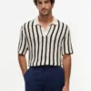 Classic Fit Stripe Open-Knit Polo