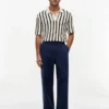 Classic Fit Stripe Open-Knit Polo