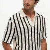Classic Fit Stripe Open-Knit Polo
