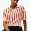 Classic Fit Stripe Open-Knit Polo