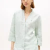 Collarless Linen Pullover Shirt