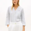 Collarless Linen Pullover Shirt