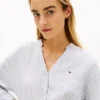 Collarless Linen Pullover Shirt
