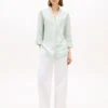 Collarless Linen Pullover Shirt