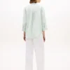 Collarless Linen Pullover Shirt