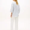 Collarless Linen Pullover Shirt