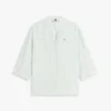 Collarless Linen Pullover Shirt