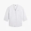 Collarless Linen Pullover Shirt