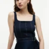 Contrast Stitch Belted Midi Dress
