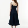 Contrast Stitch Belted Midi Dress