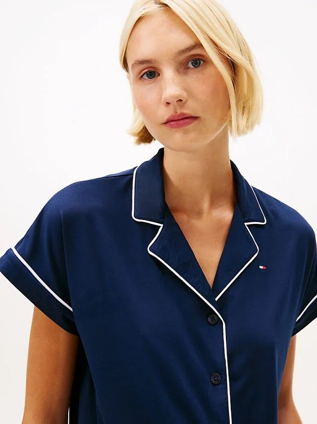Contrast Trim Shirt & Short Sleep Set Contrast Trim Shirt & Short Sleep Set