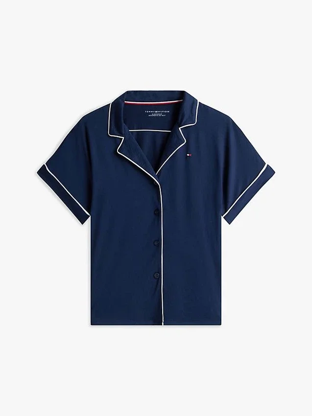 Contrast Trim Shirt & Short Sleep Set Contrast Trim Shirt & Short Sleep Set