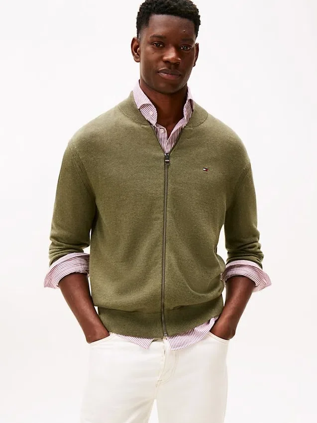 Cotton Zip Baseball Cardigan Cotton Zip Baseball Cardigan