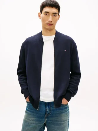 Cotton Zip Baseball Cardigan