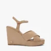 Crossed-Strap Suede Wedge Sandal