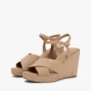Crossed-Strap Suede Wedge Sandal