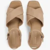 Crossed-Strap Suede Wedge Sandal