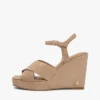 Crossed-Strap Suede Wedge Sandal