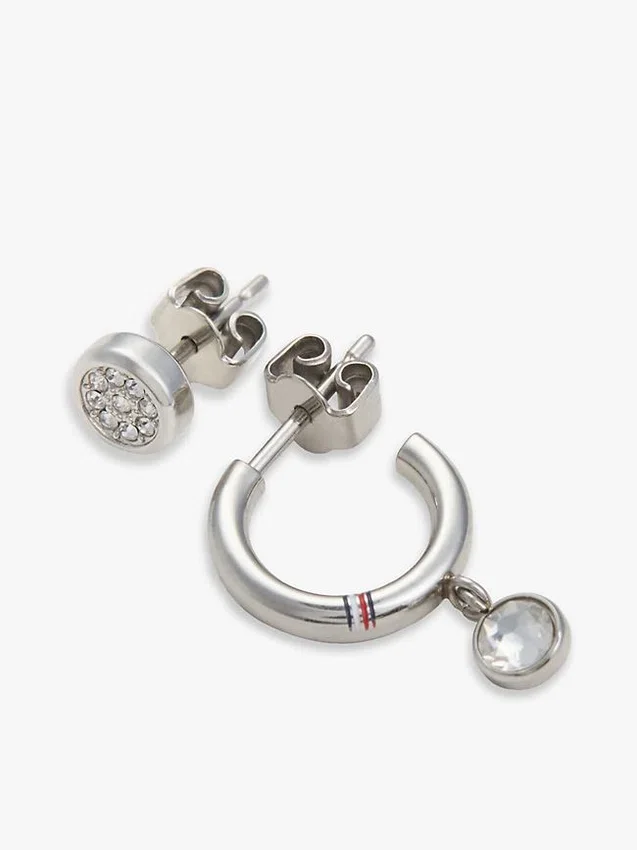 Crystal Accent Hoop & Stud Earring Set Crystal Accent Hoop & Stud Earring Set