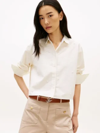 Embellished Cropped Poplin Shirt