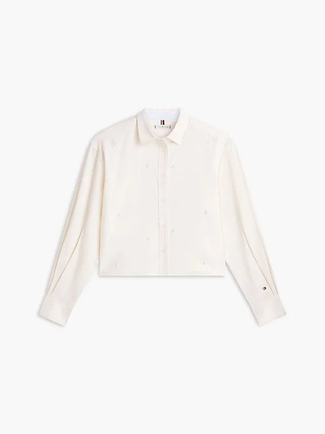 Embellished Cropped Poplin Shirt Embellished Cropped Poplin Shirt