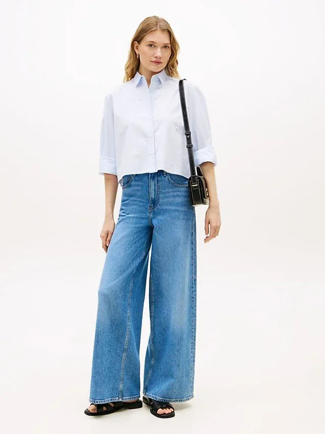 Embellished Cropped Poplin Shirt Embellished Cropped Poplin Shirt