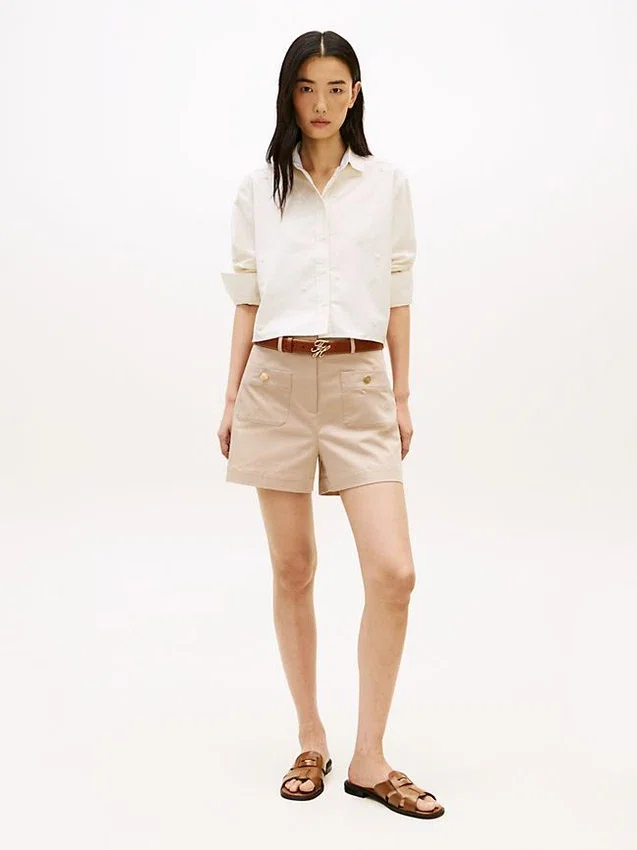 Embellished Cropped Poplin Shirt Embellished Cropped Poplin Shirt
