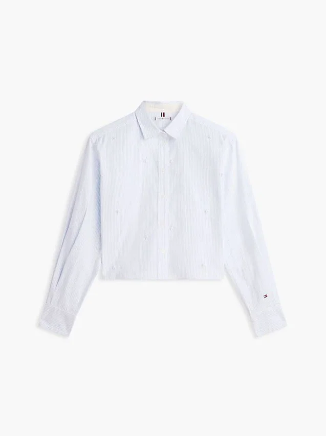 Embellished Cropped Poplin Shirt Embellished Cropped Poplin Shirt
