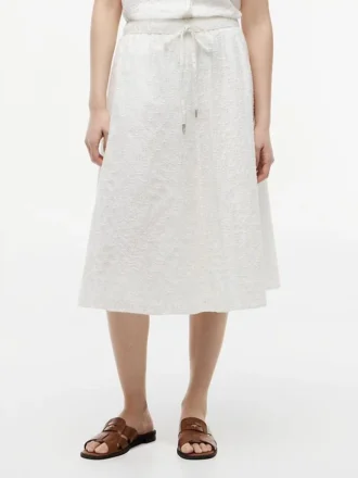 Embroidered Eyelet Midi Skirt