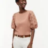 Embroidered Eyelet Mixed-Media Top Embroidered Eyelet Mixed-Media Top