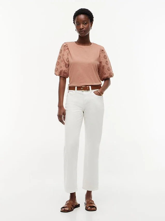 Embroidered Eyelet Mixed-Media Top Embroidered Eyelet Mixed-Media Top